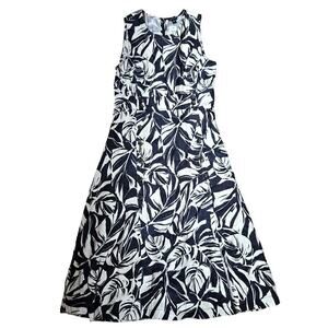 New Ann Taylor Blue Floral White Linen Blend Dress Size 4